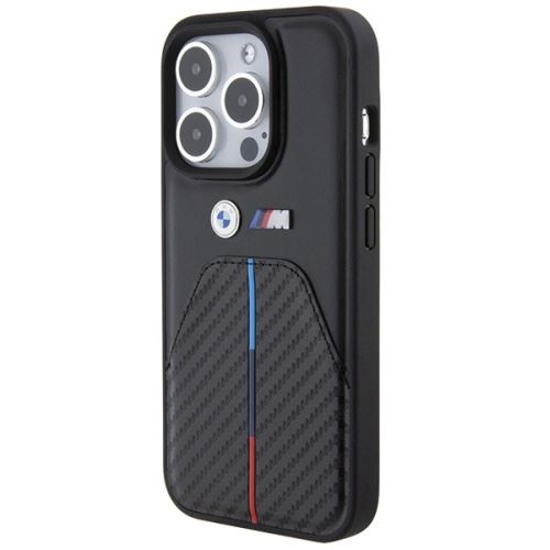 BMW M Series Hardcase Stamped Tricolor Stripe for iphone 15 Pro Max 6.7" Black - BMHCP15X22NSTB