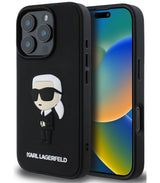 Karl Lagerfeld 3D Rubber Ikonik Case for iPhone 16 Pro Max 6.9" Black - KLHCP16X3DRKINK