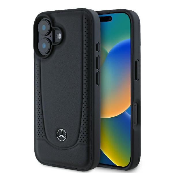 Mercedes Leather Urban Case for iPhone 16 6.1" Black - MEHCP16SARMBK