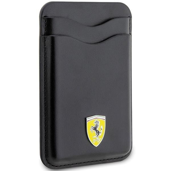 Ferrari Magnetic Card Slot Holder with MagSafe Wallet Leather Black - FEWCMRSIK