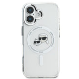 Karl Lagerfeld IML Karl & Choupette Head Metal Frame Case with MagSafe for iPhone 16 6.1" Clear - KLHMP16SHLSKCH