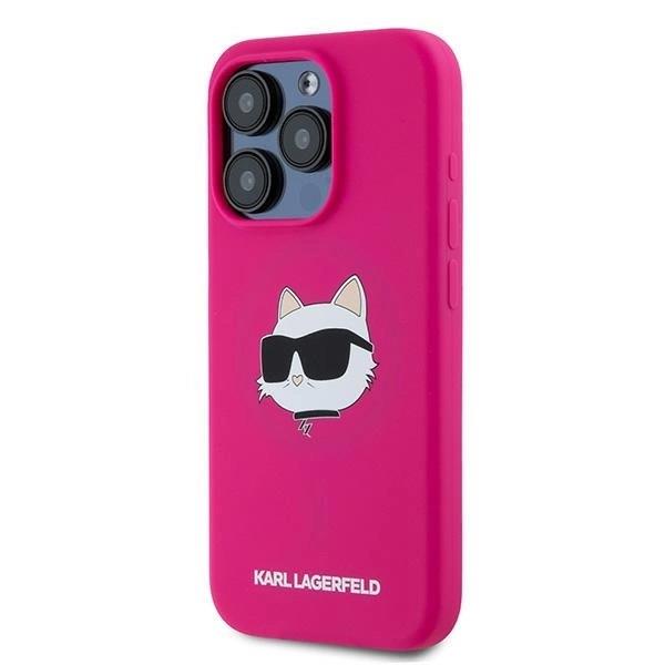 Karl Lagerfeld Choupette Head Silicone Case with MagSafe Case for iPhone 15 Pro 6.1"  Pink - KLHMP15LSCHPPLF