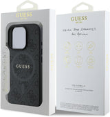 Guess PU Leather 4G Coloured Ring Case with MagSafe for iphone 16 Pro 6.3" Black - GUHMP16LG4GFRK