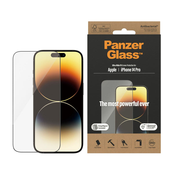 Panzer Glass Ultra Wide Fit Most Powerful Screen Protection for iphone 14 Pro 6.1" - 2784