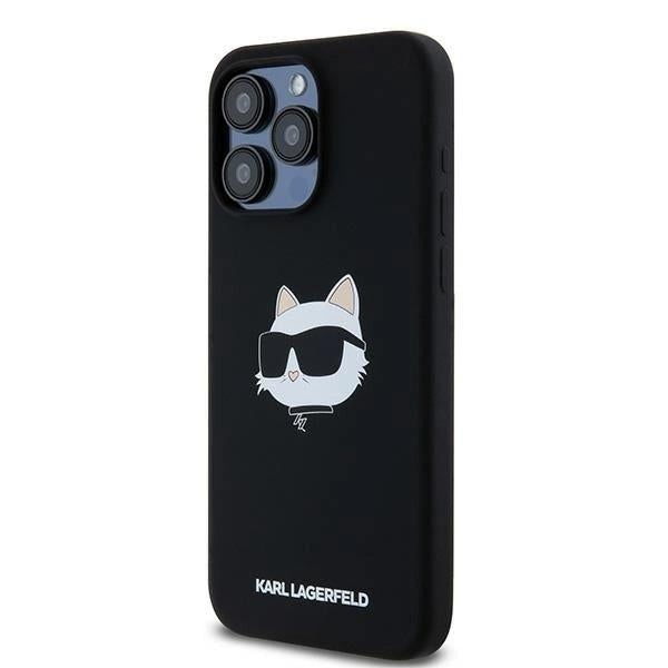 Karl Lagerfeld Choupette Head Silicone Case with MagSafe Case for iPhone 15 Pro 6.1"  Black - KLHMP15LSCHPPLK