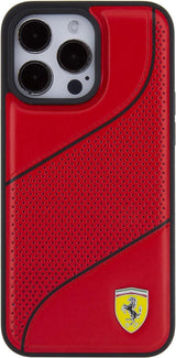 Ferrari Hard Case Perforated Waves Metal Logo for iphone 15 Pro Max 6.7" Red  - FEHCP15XPWAR