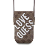 Guess PU 4G Big Love Logo Universal Phone Pouch with Strap and Card Slot Brown - GUOWBPGP4NLGWW