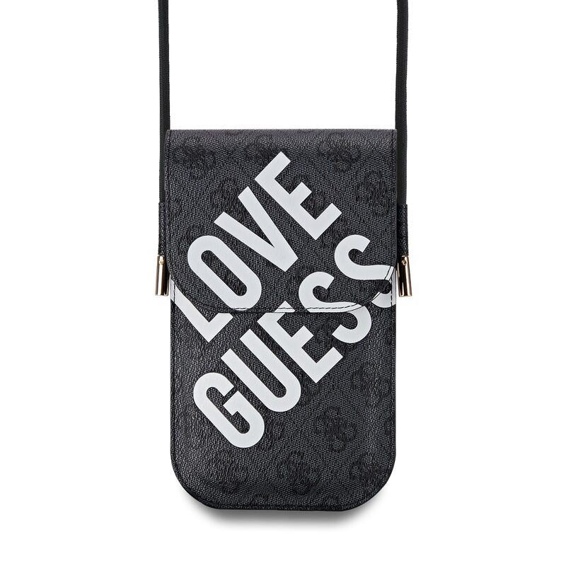 Guess PU 4G Big Love Logo Universal Phone Pouch with Strap and Card Slot Black - GUOWBPGP4NLGWK