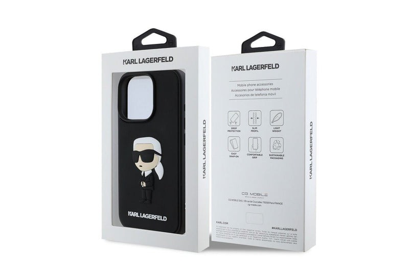 Karl Lagerfeld 3D Rubber Ikonik Case for iPhone 16 Pro 6.3" Black - KLHCP16L3DRKINK