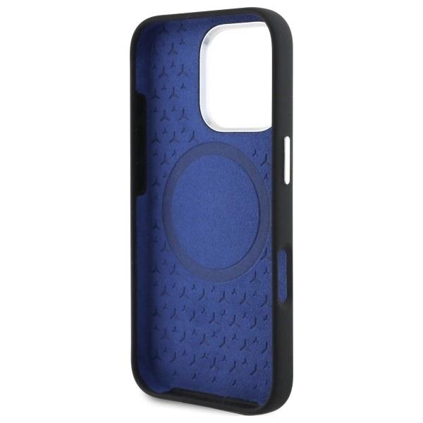 Mercedes Silicone Blue Stripe Case with MagSafe for iPhone 16 Pro 6.3" Black - MEHMP16L23SUMBK