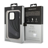 Mercedes Benz Hard Case Leather Wave Pattern for iphone 15 Pro 6.1" Black - MEHCP15L8ROLK