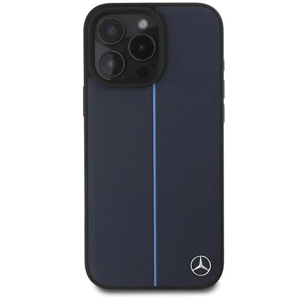 Mercedes MB Blue Line Leather Case with MagSafe for iPhone 16 Pro Max 6.9" Navy Blue - MEHMP16X23RURBV