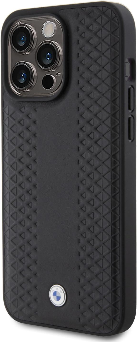 BMW Leather Diamond Pattern Case for iphone 15 Pro 6.1" Black - BMHCP15L22RFGK