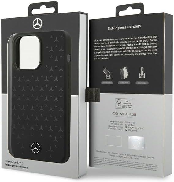 Mercedes Liquid Silicone Star Pattern Case with MagSafe for iphone 15 Pro Max 6.7" Black - MEHMP15XSIPBK