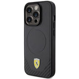 Ferrari Carbon Metal Logo Case with MagSafe for iphone 15 Pro 6.1" Black - FEHMP15LPTEK