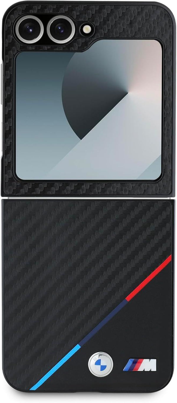 BMW Carbon Tricolour Case with MagSafe for Samsung Galaxy Z Flip 6 Black - BMHCZF623PUDTK