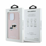 Karl Lagerfeld Liquid Silicone Karl and Choupette Head Case for iphone 16 Pro 6.3" Pink - KLHMP16LSKCHPPL