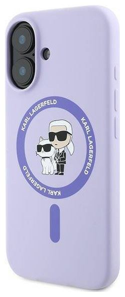 Karl Lagerfeld Liquid Silicone Karl & Choupette Case with MagSafe for iPhone 16 6.1" Purple - KLHMP16SSCMKCRHU