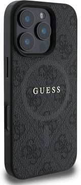 Guess PU Leather 4G Coloured Ring Case with MagSafe for iphone 16 Pro 6.3" Black - GUHMP16LG4GFRK