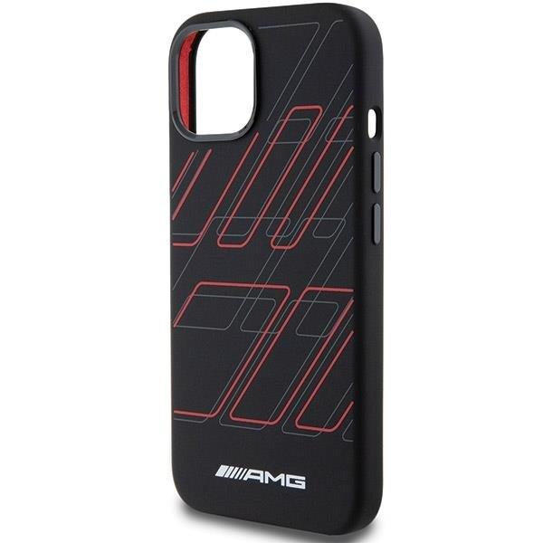 Mercedes AMG Large Rhombuses Pattern Silicone Case with MagSafe for iphone 15 6.1" Black - AMHMP15S23SSPK