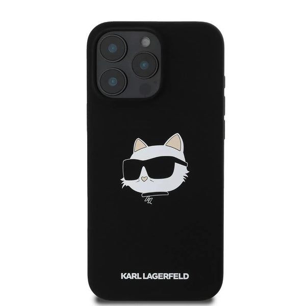 Karl Lagerfeld Liquid Silicone Choupette Head Case for iphone 16 Pro Max 6.9" Black - KLHMP16XSCHPPLK