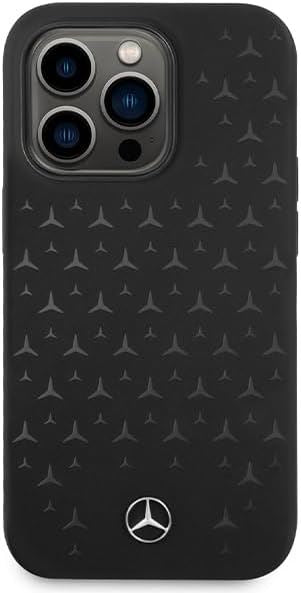 Mercedes Liquid Silicone Star Pattern Case with MagSafe for iphone 15 Pro Max 6.7" Black - MEHMP15XSIPBK