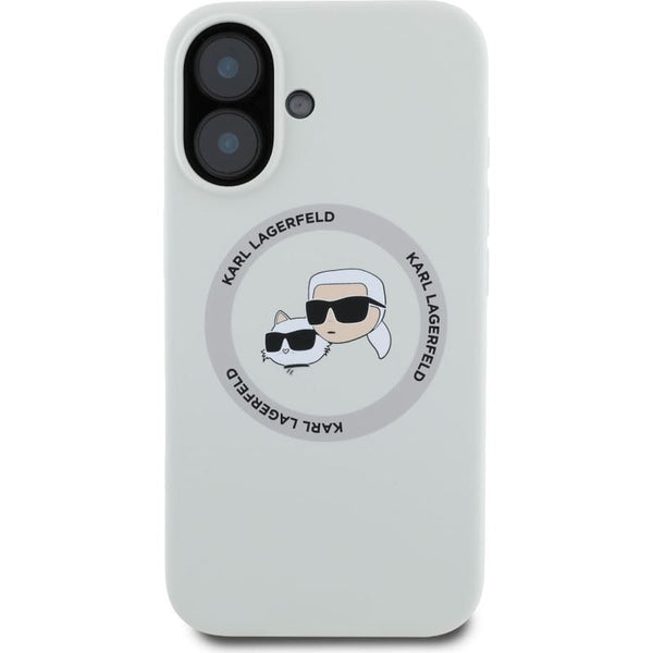 Karl Lagerfeld Liquid Silicone Karl & Choupette Head Case with MagSafe for iPhone 16 6.1" Beige - KLHMP16SSKCHTCE