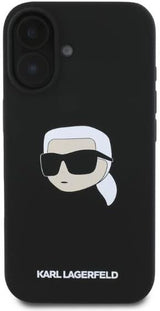 Karl Lagerfeld Liquid Silicone Karl Head Case for iphone 16 6.1" Black - KLHMP16SSKHPPLK