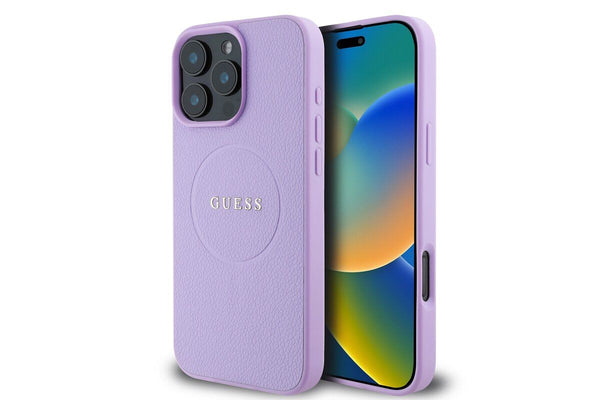 Guess PU Grained Classic Logo Case with MagSafe for iPhone 16 Pro 6.3" Purple - GUHMP16LPGHSMMU