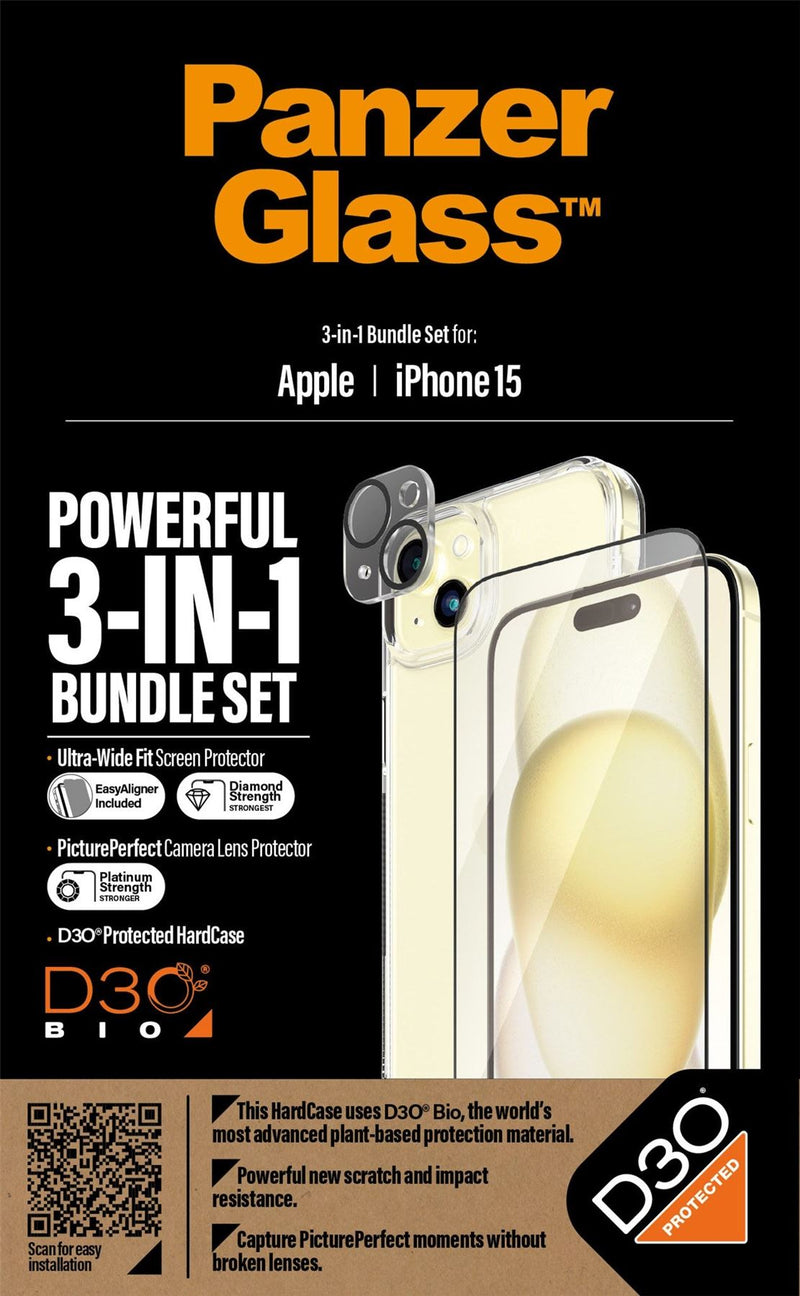 Panzer Glass Powerful 3 in 1 Bundle Pack for iPhone 15 6.1" - B1172+2809