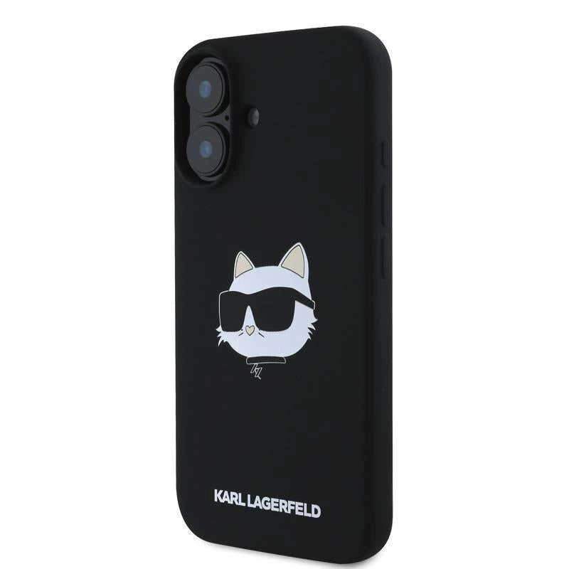 Karl Lagerfeld Liquid Silicone Choupette Head Case for iphone 16 6.1" Black - KLHMP16SSCHPPLK