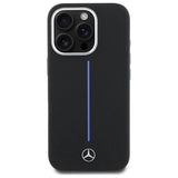 Mercedes Silicone Blue Stripe Case with MagSafe for iPhone 16 Pro 6.3" Black - MEHMP16L23SUMBK