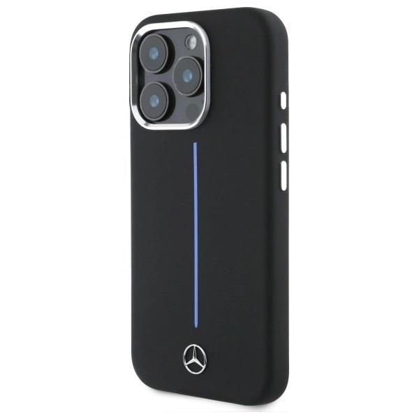 Mercedes Silicone Blue Stripe Case with MagSafe for iPhone 16 Pro Max 6.9" Black - MEHMP16X23SUMBK