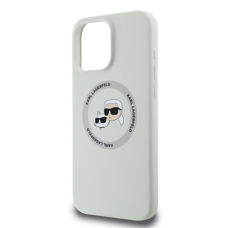 Karl Lagerfeld Liquid Silicone Karl & Choupette Head Case with MagSafe for iPhone 16 Pro Max 6.9" Beige - KLHMP16XSKCHTCE