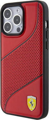 Ferrari Hard Case Perforated Waves Metal Logo for iphone 15 Pro Max 6.7" Red  - FEHCP15XPWAR