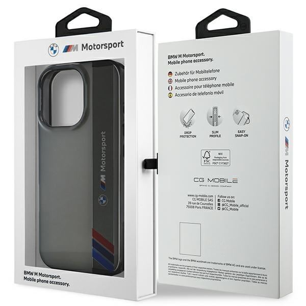 BMW Motosport IML Vertical Stripe Case for iPhone 16 Pro Max 6.9" Grey - BMHCP16X23GTFEG