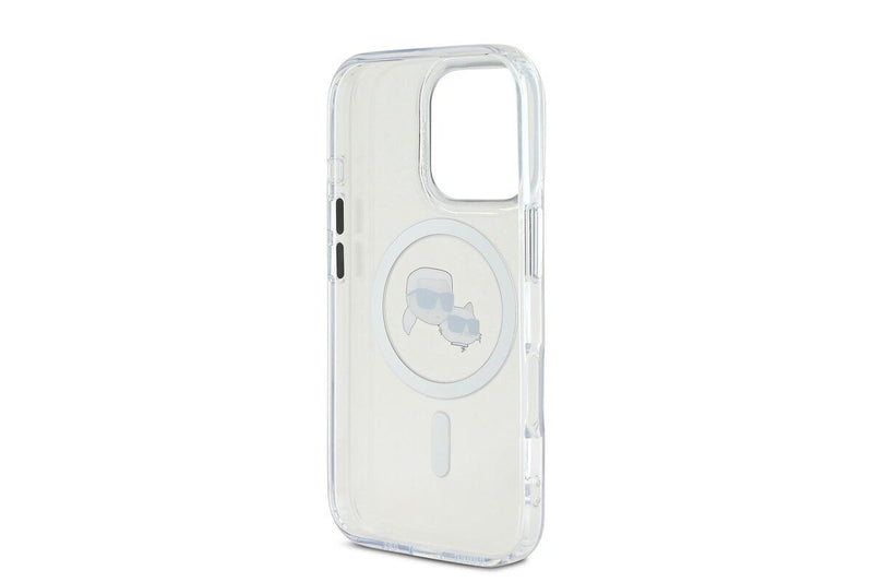 Karl Lagerfeld IML Karl & Choupette Head Metal Frame Case with MagSafe for iPhone 16 Pro Max 6.9" Clear - KLHMP16XHLSKCH