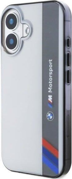 BMW Motosport IML Vertical Stripe Case for iPhone 16 6.1" Grey - BMHCP16S23GTFEG