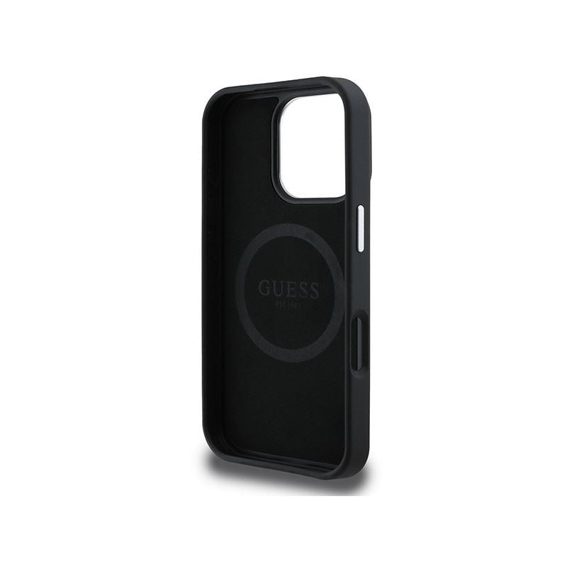 Guess PU Grained Triangle Logo Case for iPhone 16 Pro 6.3" Black - GUHMP16LPGTSPSK