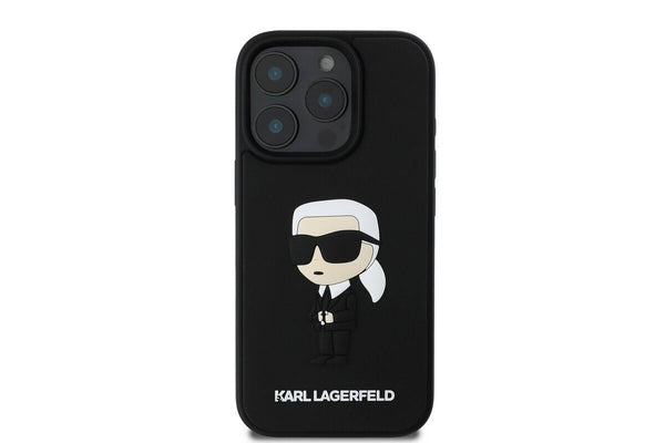 Karl Lagerfeld 3D Rubber Ikonik Case for iPhone 16 Pro 6.3" Black - KLHCP16L3DRKINK