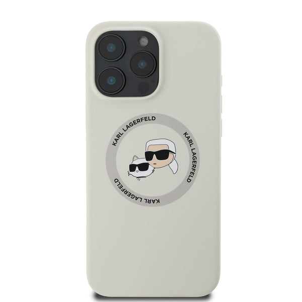 Karl Lagerfeld Liquid Silicone Karl & Choupette Head Case with MagSafe for iPhone 16 Pro Max 6.9" Beige - KLHMP16XSKCHTCE