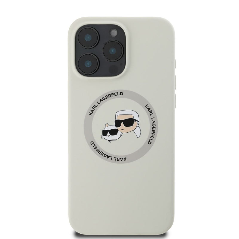 Karl Lagerfeld Liquid Silicone Karl & Choupette Head Case with MagSafe for iPhone 16 Pro Max 6.9" Beige - KLHMP16XSKCHTCE