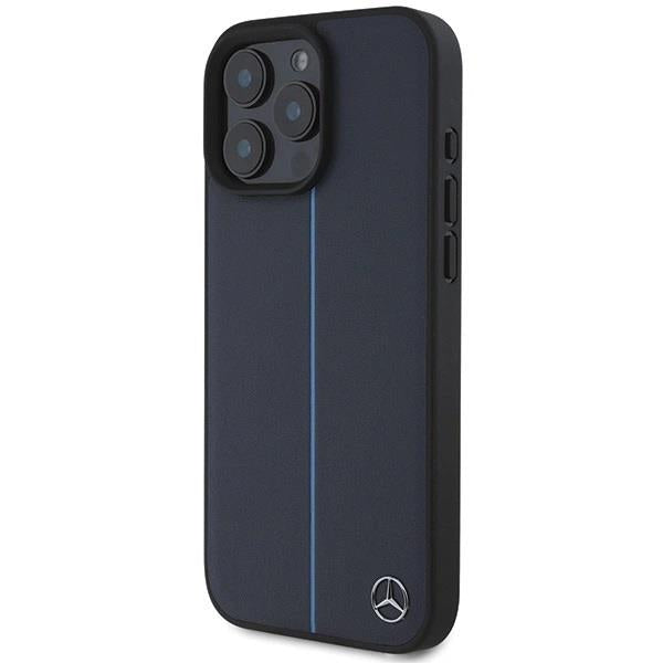 Mercedes MB Blue Line Leather Case with MagSafe for iPhone 16 Pro Max 6.9" Navy Blue - MEHMP16X23RURBV