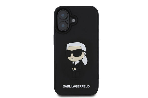 Karl Lagerfeld 3D Rubber Ikonik Case for iPhone 16 6.1" Black - KLHCP16S3DRKINK