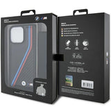 BMW M Edition Carbon Tricolor Lines with Strap Hard Case for iphone 15 Pro Max 6.7" Black - BMHCP15X23PSVTK