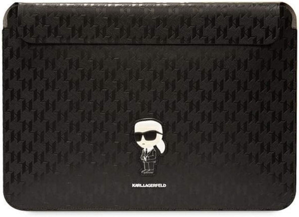 Karl Lagerfeld Saffiano Monogram Ikonik 14" Laptop Sleeve Black - KLCS14SAKHPKK