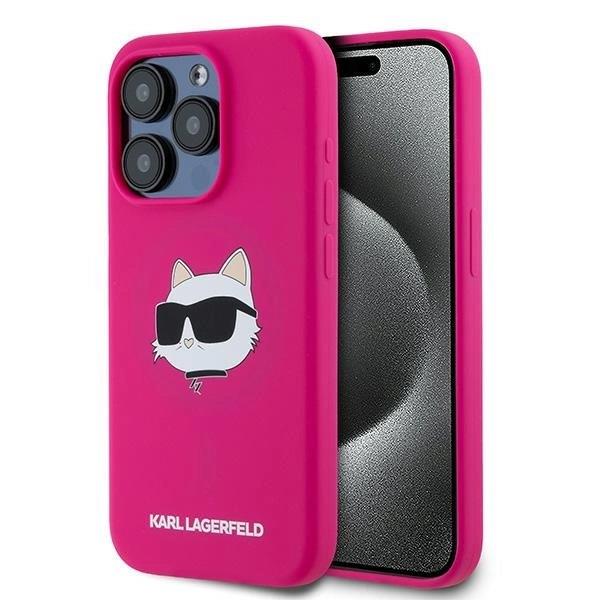 Karl Lagerfeld Choupette Head Silicone Case with MagSafe Case for iPhone 15 Pro 6.1"  Pink - KLHMP15LSCHPPLF