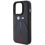 BMW M Series Hardcase Stamped Tricolor Stripe for iphone 15 Pro Max 6.7" Black - BMHCP15X22NSTB