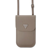 Guess PU Grained Triangle Logo Universal Phone Pouch with Strap and Card Slot Brown - GUCWBPGTSPSW