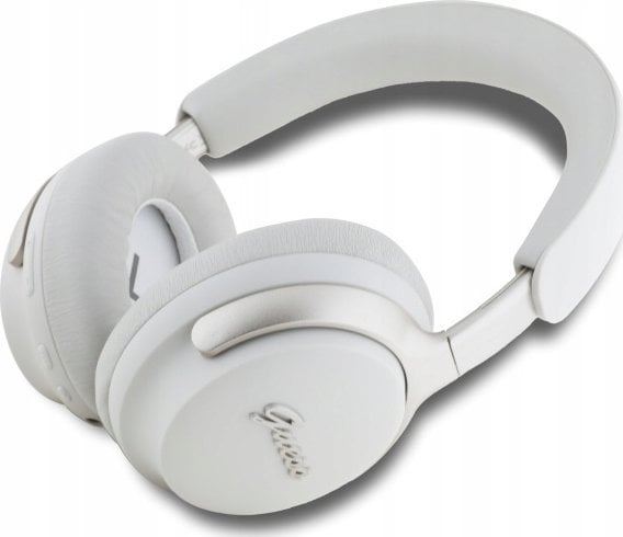 Guess PU Leather Script Logo ANC/ENC Wireless Headphones with Studio Quality Sound White - GUBHC22PSFCSME